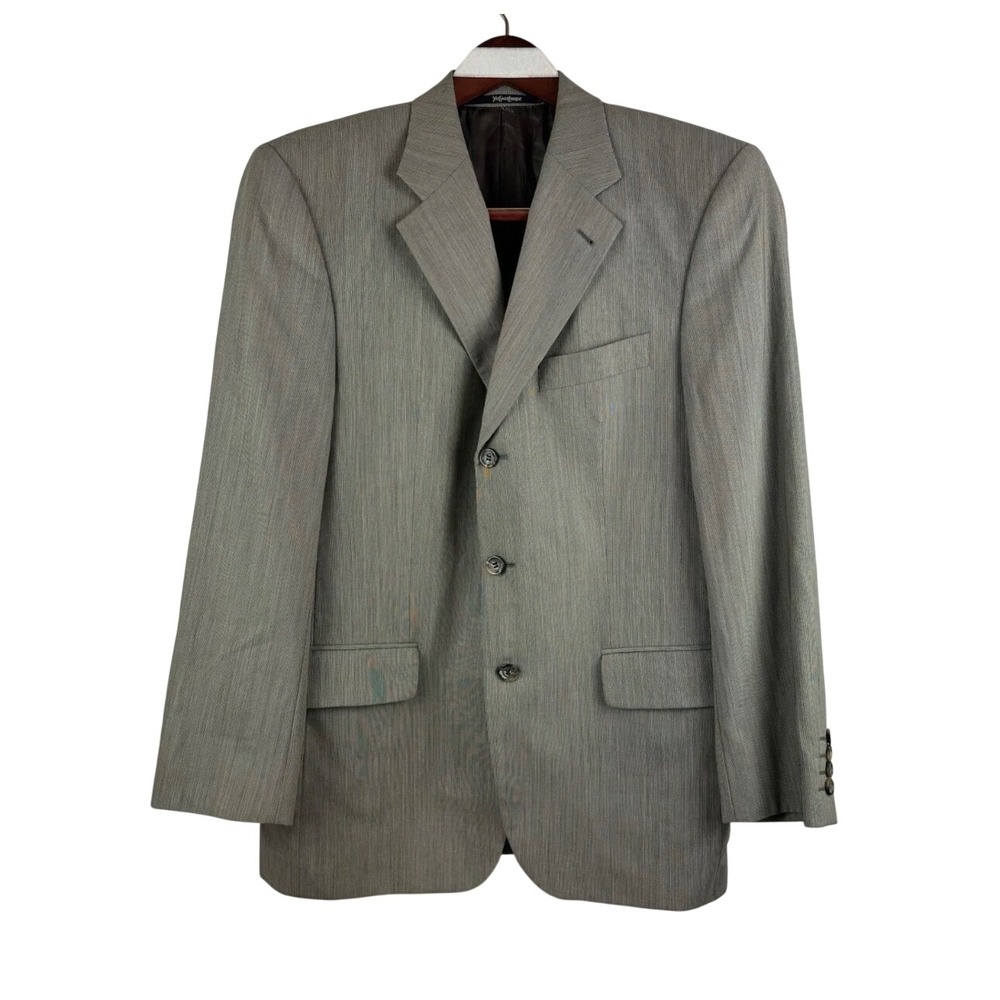 Yves Saint Laurent Blazer Mens 42R Grey New Wool Micro Stripe 3-Button Jacket